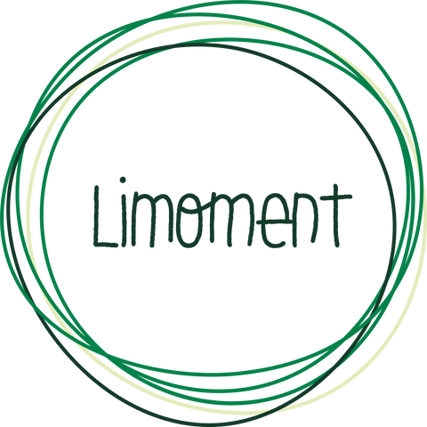 Logo von Limoment mit Limoment-Schriftzug in der Mitte und grünen Kreisen drum herum.